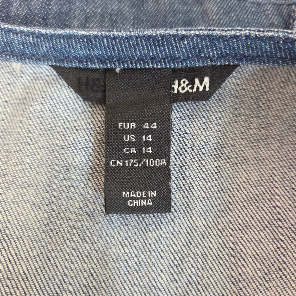 H&M Denim Vest Blue Cotton Button‎ Front Western Coastal Cowgirl Size 14 - Picture 4 of 4